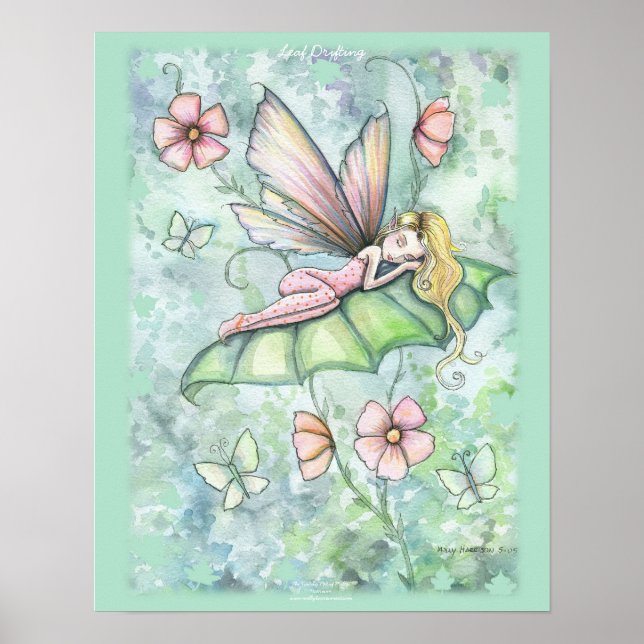 Whimsical Sleepy Flower Fairy Poster Art (Front)