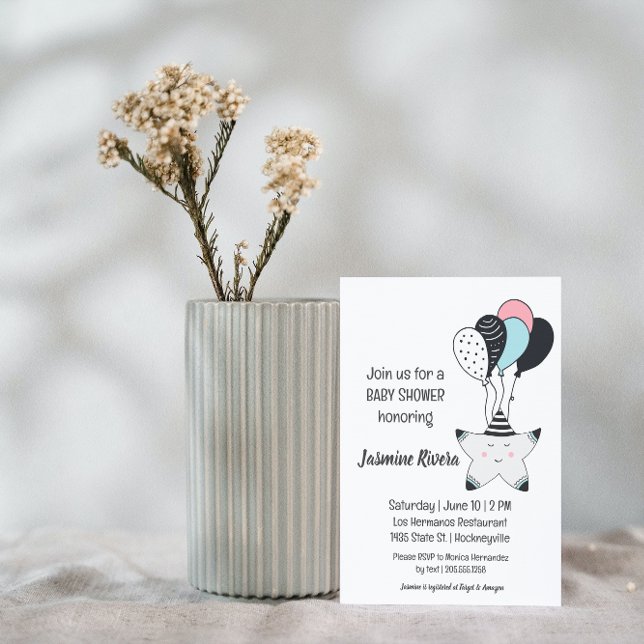 Whimsical Sleepy Star Baby Shower Invitation (Creator Uploaded)