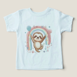 Whimsical Sloth Holding Balloons with Rainbow Star