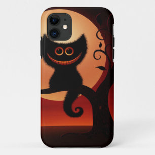 Whimsical Smiling Black Cat Case-Mate iPhone Case