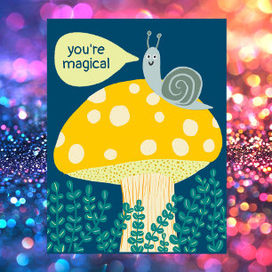 Whimsical Snail on Magical Mushroom Cute CUSTOM Postcard