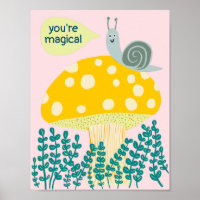 Whimsical Snail on Magical Mushroom Cute CUSTOM