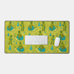 Whimsical Snail Rider's Journey Desk Mat