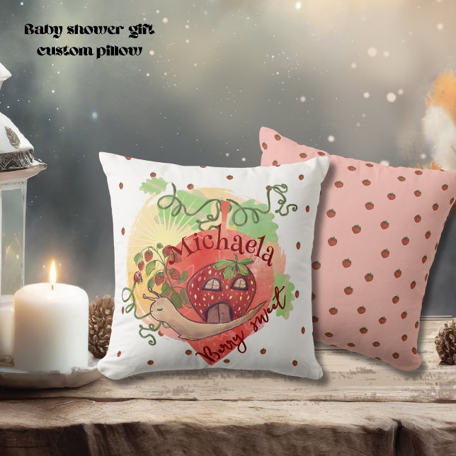 Whimsical Snail & Strawberry Nursery Decor Pillow (Whimsical Snail & Strawberry Nursery Decor Pillow)