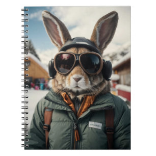 Whimsical Snowboarding Bunny Notebook