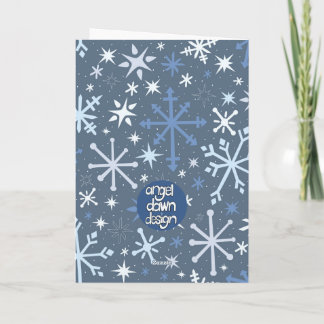 Whimsical Snowflake Greeting Card in Blues
