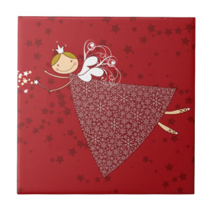 Whimsical Snowflakes Christmas Fairy Angel Holiday Tile