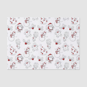 Whimsical Snowman and Santa Claus Tissue Paper