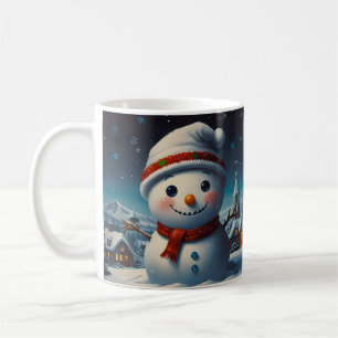 Whimsical Snowman Christmas Artwork Coffee Mug