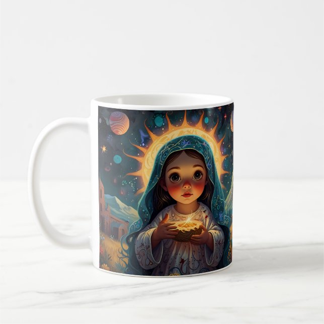 Whimsical Snowman Christmas Artwork Coffee Mug (Left)