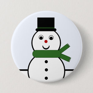 Whimsical Snowman Christmas Button