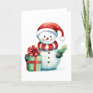 Whimsical Snowman Christmas Card – Blank Seasonal