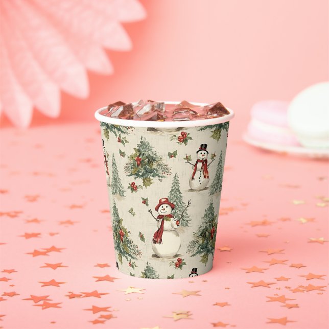 Whimsical Snowman: Festive Paper Cups (Insitu)