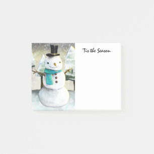 Whimsical Snowman in Winter Christmas Scene Post-it Notes