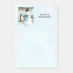 Whimsical Snowman in Winter Christmas Scene Post-it Notes