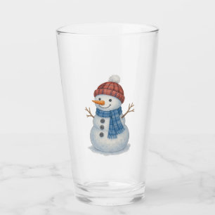 Whimsical Snowman Merry Christmas Glass