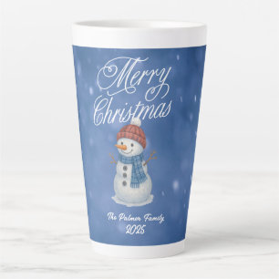 Whimsical Snowman Merry Christmas Latte Mug