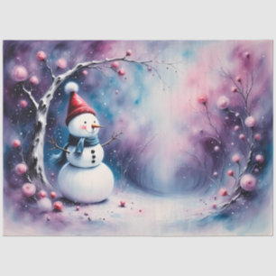 Whimsical Snowman Pastel Winter Christmas Tissue Paper