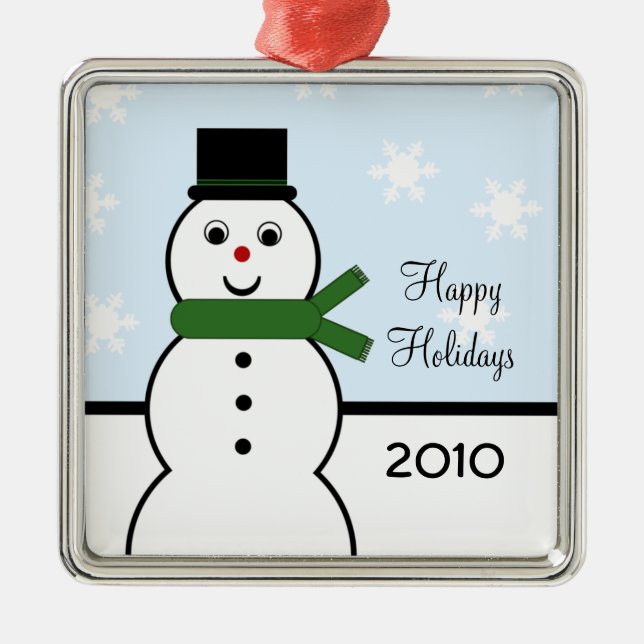 Whimsical Snowman Premium Square Ornament (Front)