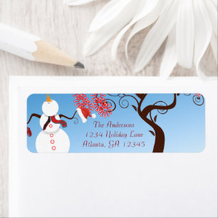 Whimsical Snowman Return Address