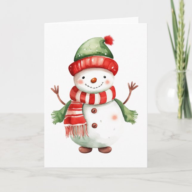 Whimsical Snowman Winter Blank Card (Front)