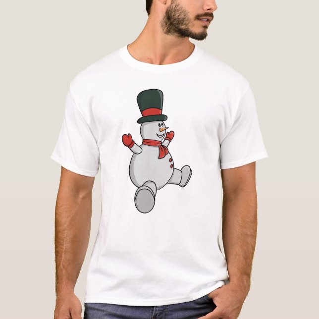 Whimsical Snowman with Top Hat and Scarf (Front)
