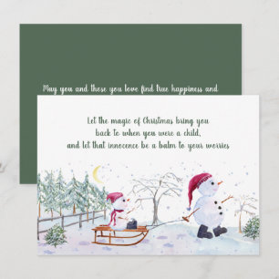 Whimsical Snowmen, Sled, Winter Scene Card