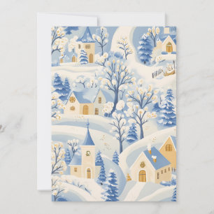 Whimsical Snowy Village Christmas Card