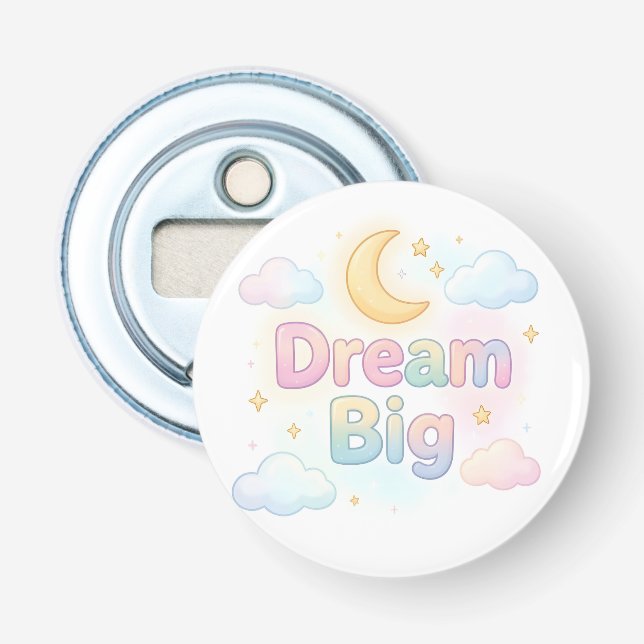 Whimsical soft pastel quote on white bottle opener (Front)