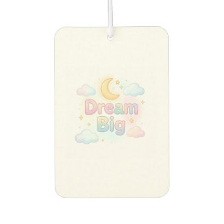 Whimsical soft pastel quote on white car air freshener