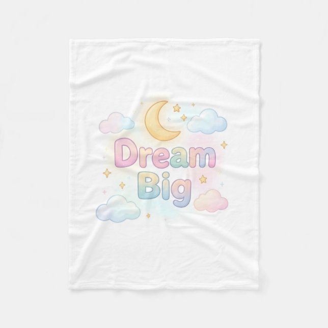 Whimsical soft pastel quote on white fleece blanket (Front)