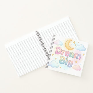 Whimsical soft pastel quote on white notebook