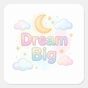 Whimsical soft pastel quote on white square sticker