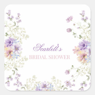 Whimsical Soft Wildflowers Cottage Garden Wedding  Square Sticker
