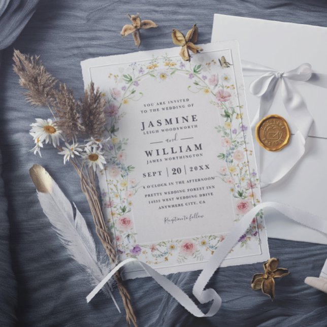 Whimsical Soft Wildflowers Garden QR Code Wedding Invitation (Creator Uploaded)