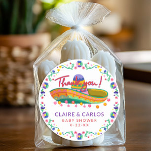 Whimsical Sombrero Fiesta Baby Shower Thank You Classic Round Sticker