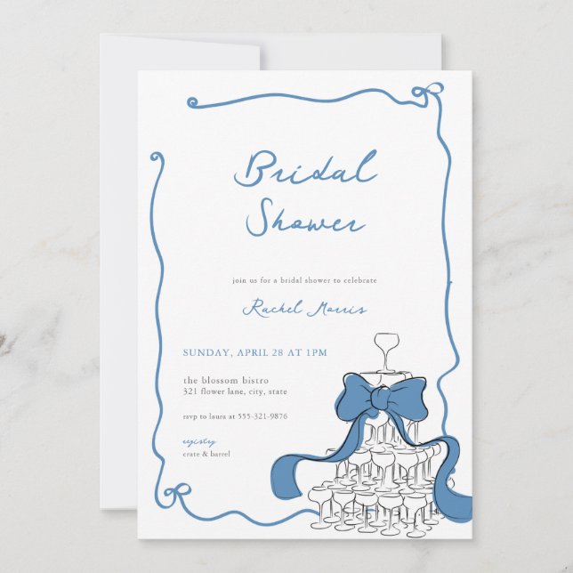 Whimsical Something Blue Bridal Shower Invitation (Front)