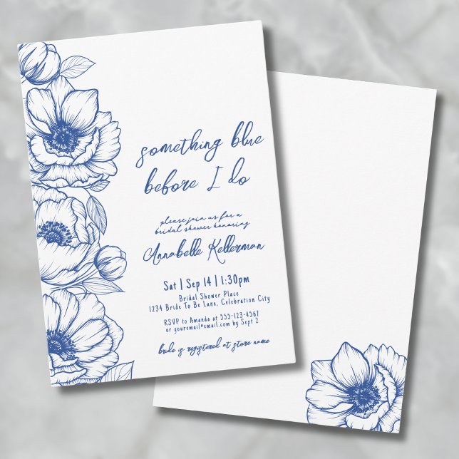 Whimsical Something Blue Floral Bridal Shower Invitation (Whimsical Something Blue Floral Bridal Shower Invitation)