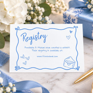 Whimsical Something Blue Hand Drawn Bridal Shower Enclosure Card