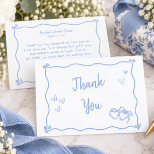 Whimsical Something Blue Hand Drawn Bridal Shower Thank You Card