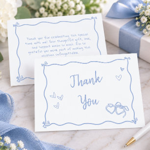 Whimsical Something Blue Hand Drawn Bridal Shower Thank You Card