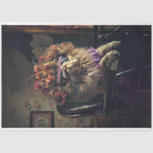 Whimsical Sophisticated Cat Salon Day Decoupage Tissue Paper