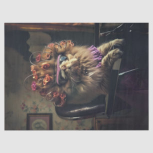 Whimsical Sophisticated Cat Salon Day Decoupage Tissue Paper