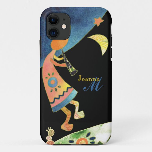 Whimsical Southwest Kokopelli Monogram iPhone 5 Case-Mate iPhone Case (Back)