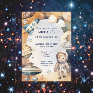 Whimsical Space Astronaut Birthday Invitation