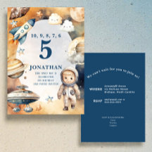 Whimsical Space Personalized Birthday Invitation