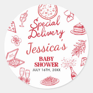 Whimsical Special Delivery Baby Shower Classic Round Sticker