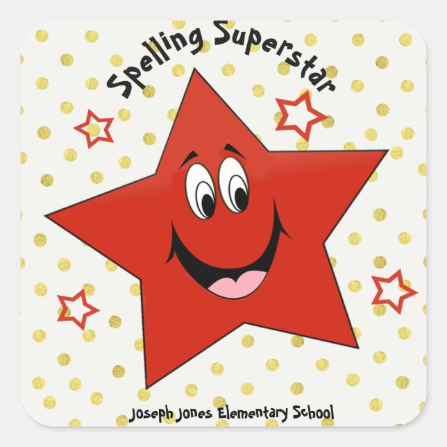 Whimsical Spelling Superstar School Square Sticker (Front)