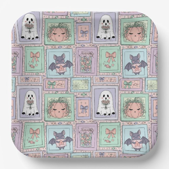 Whimsical Spirits in Pastel Dreams Paper Plate (Front)