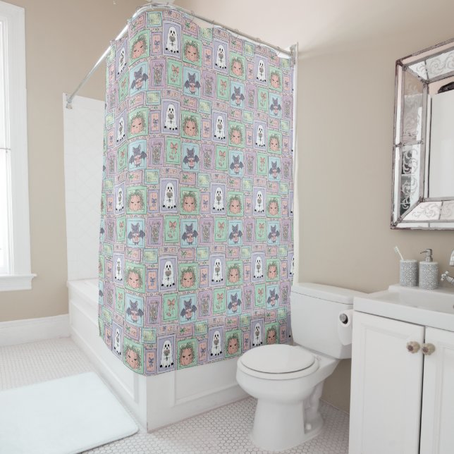 Whimsical Spirits in Pastel Dreams Shower Curtain (In Situ)